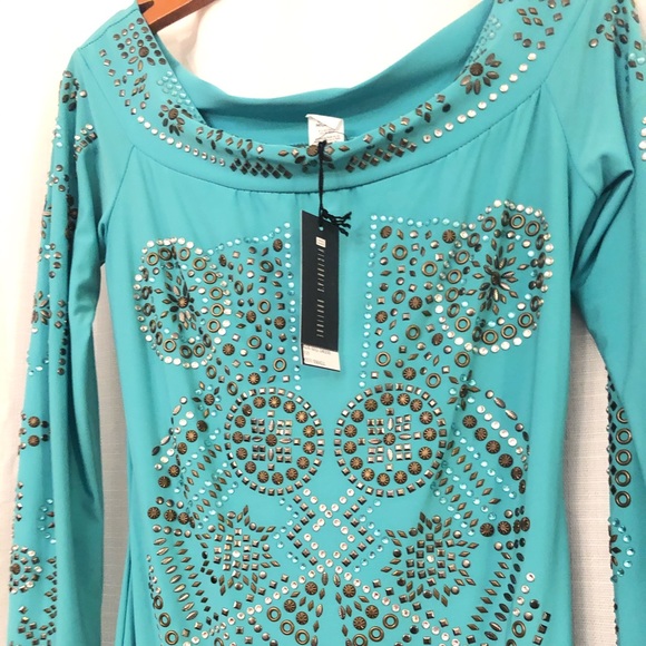 NWT LG Turquoise Dress with Sequins - Picture 4 of 5